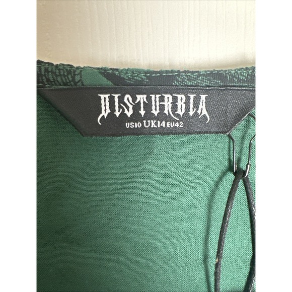 Disturbia Ophidia Snake Print Ruffle Mini Wrap Dress Sz10 Green Gothic Princess - Picture 4 of 5